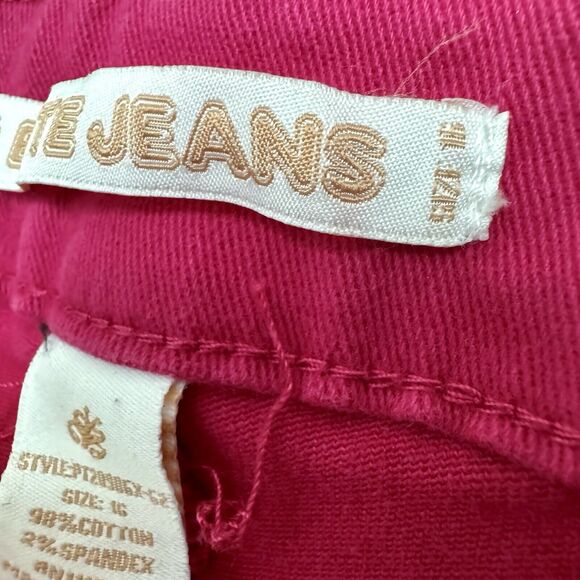Elite Jeans Distressed Fuchsia Jeans Plus Size 16 Ripped Leg Cropped Capris - Picture 11 of 11